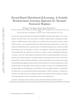 Kernel-Based Distributed Q-Learning: A Scalable Reinforcement Learning Approach for Dynamic Treatment Regimes