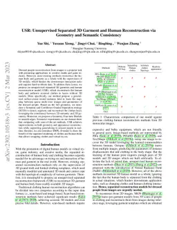 USR: Unsupervised Separated 3D Garment and Human Reconstruction via
  Geometry and Semantic Consistency