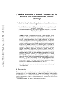 Co-Driven Recognition of Semantic Consistency via the Fusion of
  Transformer and HowNet Sememes Knowledge