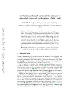 The Gaussian kernel on the circle and spaces that admit isometric
  embeddings of the circle