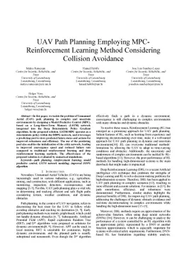 UAV Path Planning Employing MPC- Reinforcement Learning Method
  Considering Collision Avoidance
