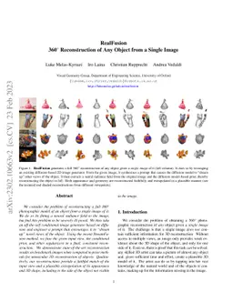 RealFusion: 360° Reconstruction of Any Object from a Single Image