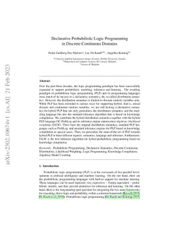 Declarative Probabilistic Logic Programming in Discrete-Continuous
  Domains