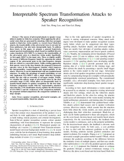 Interpretable Spectrum Transformation Attacks to Speaker Recognition