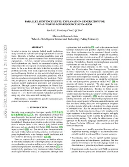 Parallel Sentence-Level Explanation Generation for Real-World
  Low-Resource Scenarios