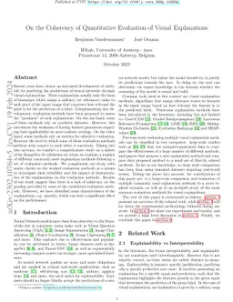 On The Coherence of Quantitative Evaluation of Visual Explanations
