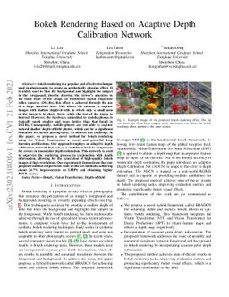 Bokeh Rendering Based on Adaptive Depth Calibration Network