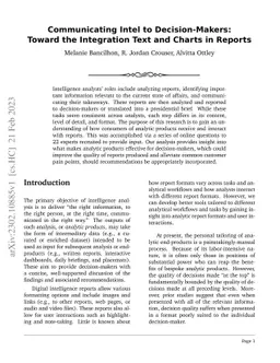 Communicating Intel to Decision-Makers: Toward the Integration Text and
  Charts in Reports