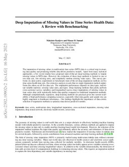 Deep Imputation of Missing Values in Time Series Health Data: A Review
  with Benchmarking