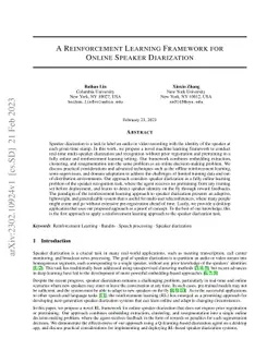 A Reinforcement Learning Framework for Online Speaker Diarization