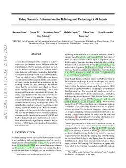 Using Semantic Information for Defining and Detecting OOD Inputs