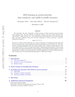 SGD learning on neural networks: leap complexity and saddle-to-saddle
  dynamics