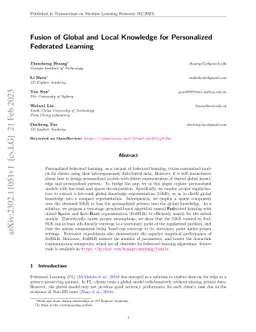 Fusion of Global and Local Knowledge for Personalized Federated Learning