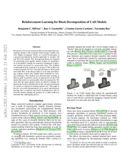 Reinforcement Learning for Block Decomposition of CAD Models