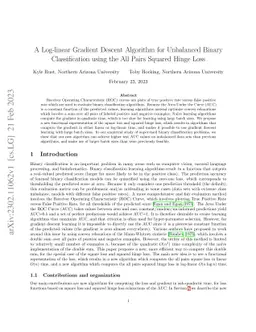 A Log-linear Gradient Descent Algorithm for Unbalanced Binary
  Classification using the All Pairs Squared Hinge Loss