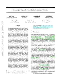 Learning to Generalize Provably in Learning to Optimize