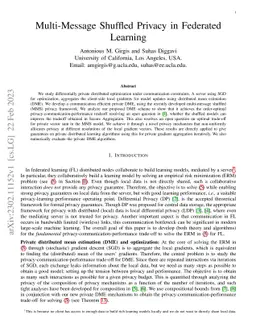 Multi-Message Shuffled Privacy in Federated Learning