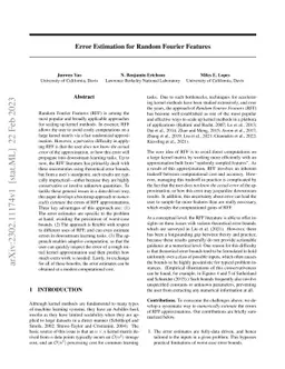 Error Estimation for Random Fourier Features