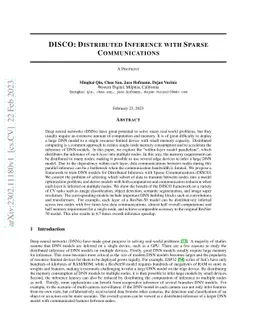 DISCO: Distributed Inference with Sparse Communications