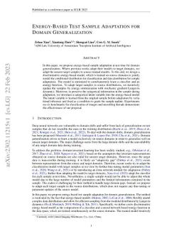 Energy-Based Test Sample Adaptation for Domain Generalization