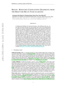 Recon: Reducing Conflicting Gradients from the Root for Multi-Task
  Learning