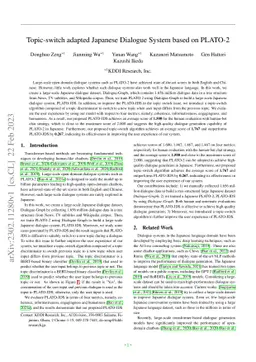 Topic-switch adapted Japanese Dialogue System based on PLATO-2