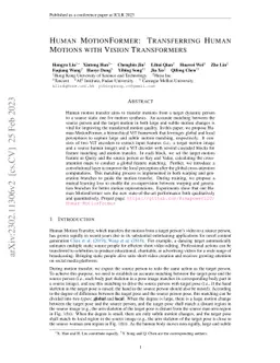 Human MotionFormer: Transferring Human Motions with Vision Transformers