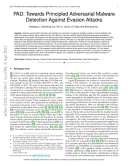 PAD: Towards Principled Adversarial Malware Detection Against Evasion
  Attacks