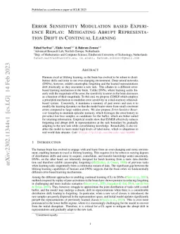 Error Sensitivity Modulation based Experience Replay: Mitigating Abrupt
  Representation Drift in Continual Learning
