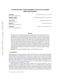 Learning Dynamic Graph Embeddings with Neural Controlled Differential Equations
