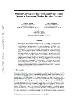 Optimal Convergence Rate for Exact Policy Mirror Descent in Discounted
  Markov Decision Processes