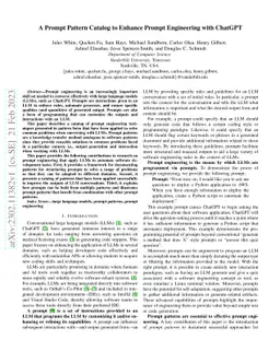 A Prompt Pattern Catalog to Enhance Prompt Engineering with ChatGPT