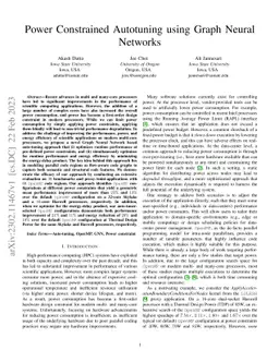 Power Constrained Autotuning using Graph Neural Networks