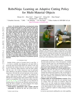 RoboNinja: Learning an Adaptive Cutting Policy for Multi-Material
  Objects