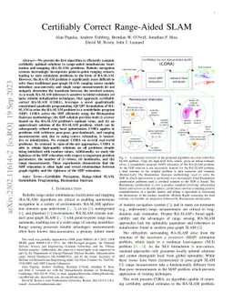 Certifiably Correct Range-Aided SLAM