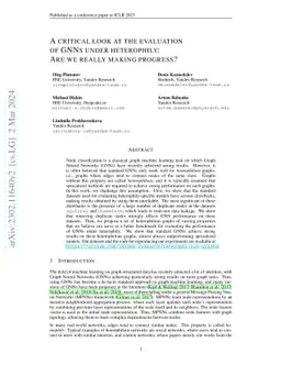 A critical look at the evaluation of GNNs under heterophily: Are we
  really making progress?
