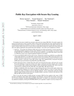 Public Key Encryption with Secure Key Leasing