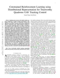 Constrained Reinforcement Learning using Distributional Representation
  for Trustworthy Quadrotor UAV Tracking Control