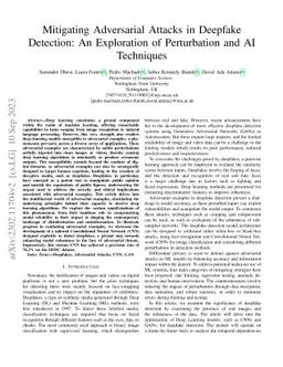 Mitigating Adversarial Attacks in Deepfake Detection: An Exploration of
  Perturbation and AI Techniques