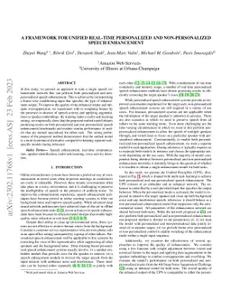 A Framework for Unified Real-time Personalized and Non-Personalized
  Speech Enhancement