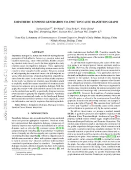 Empathetic Response Generation via Emotion Cause Transition Graph