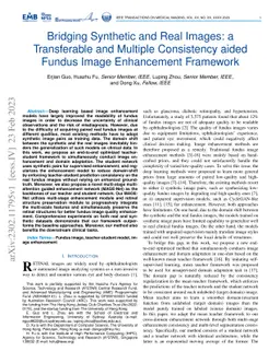 Bridging Synthetic and Real Images: a Transferable and Multiple
  Consistency aided Fundus Image Enhancement Framework