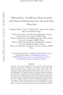 EfficientFace: An Efficient Deep Network with Feature Enhancement for
  Accurate Face Detection