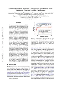 Teacher Intervention: Improving Convergence of Quantization Aware
  Training for Ultra-Low Precision Transformers