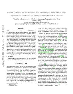 Coarse-to-Fine Knowledge Selection for Document Grounded Dialogs