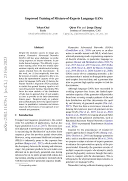 Improved Training of Mixture-of-Experts Language GANs