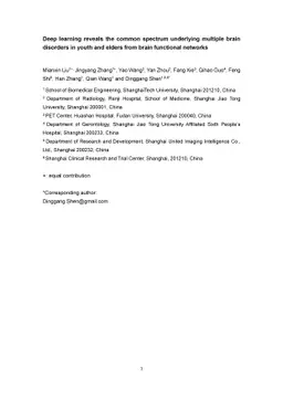 Deep learning reveals the common spectrum underlying multiple brain
  disorders in youth and elders from brain functional networks