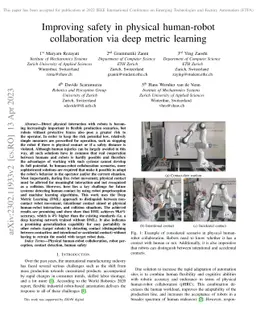 Improving safety in physical human-robot collaboration via deep metric
  learning