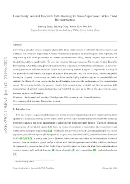 Uncertainty Guided Ensemble Self-Training for Semi-Supervised Global
  Field Reconstruction