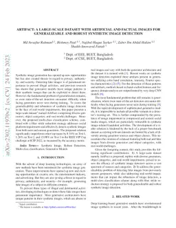 ArtiFact: A Large-Scale Dataset with Artificial and Factual Images for
  Generalizable and Robust Synthetic Image Detection